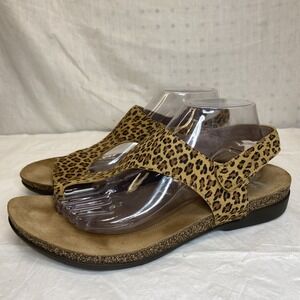 Dansko Reece Womens Sandals Leopard Print Suede Toe Loop Comfort Size 42 11.5/12